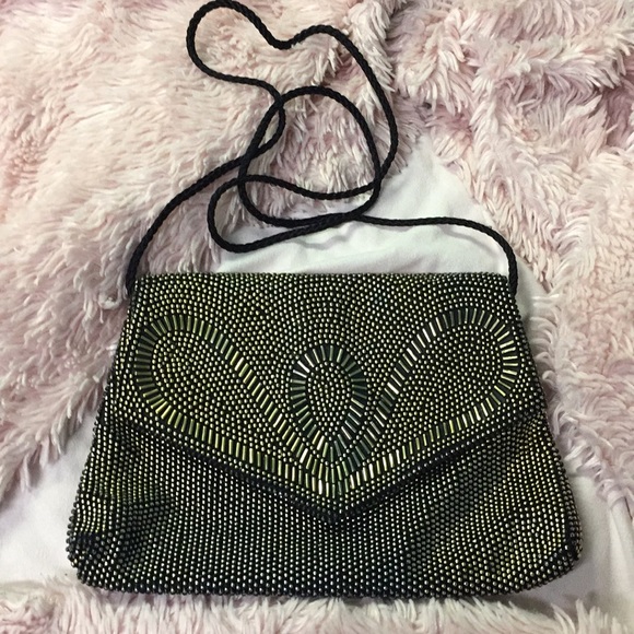 Handbags - WOMEN'S ART DECO EVENING STUDDED PURSE WITH CORD